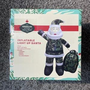 Magellan Christmas Santa Inflatable Camo 7 Feet Light Up Military Theme NEW - Picture 1 of 3