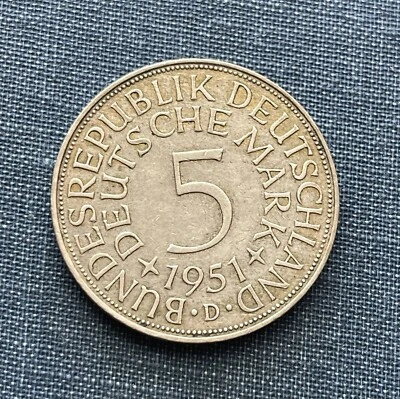 West Germany 5 Marks 1951-D Silver Coin KM112.1….TM326 - Image 1 of 2