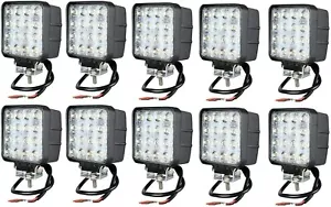 10x 48w Square 16 Led 12v / 24v Led Work Lights Flood Beam Lamp 4wd Suv Atv - Picture 1 of 8