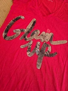 Express Women’s X-Small Red Short Sleeve “Glam Up” T-Shirt NWT Embellished - Picture 1 of 5