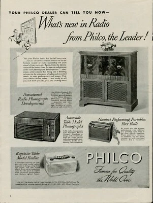1945 Philco Radio Dealer Vintage Print Ad Phonographs Portables Exquisite - Image 1 of 4