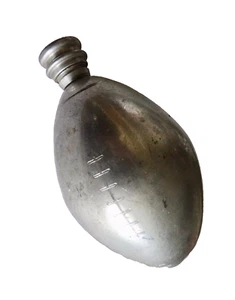 fOOTBALL SHAPE FLASK HANDMADE ENGLISH PEWTER METAL ART PURSE SZ VINTAGE neocurio - Picture 1 of 10