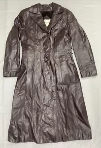 Vtg Bermans Womens Red Leather Jacket Sz 12 Faux Fur Lined Button Front Coat - Picture 1 of 11