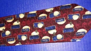 Herren Krawatte rot blau creme Kirche Hochzeit formell Abschlussball Bibel Schule Beerdigung - Bild 1 von 9