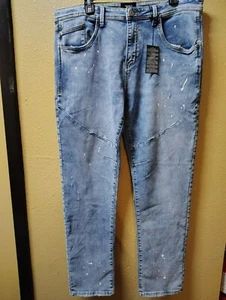 Forever 21 splatter painted men's jeans mid-rise slim stretch 36x30.5 - Picture 1 of 11