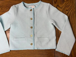 Janie and Jack Gallery Muse Aqua Blue Quilted Jacket Girls Size 5-6 - Picture 1 of 4