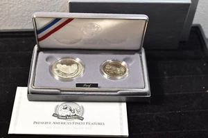 Mt. S 1991 de EE. UU. DÓLAR DE PLATA RUSHMORE + MEDIO DÓLAR REVESTIDO A PRUEBA - Imagen 1 de 14
