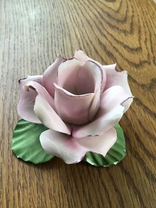 Vintage Capodimonte Porcelain Rose Candlestick Holder - Picture 1 of 5