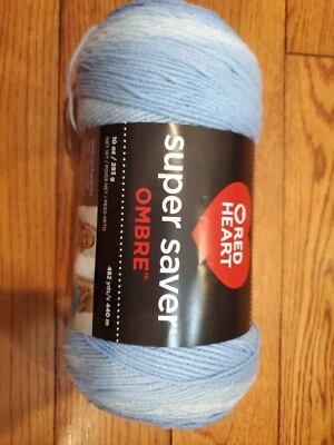 New Red Heart Super Saver Ombre Light Blue Art E305 4981 10oz - Image 1 of 4
