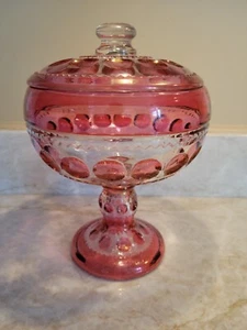 Kings Crown Pedestal Wedding Bowl Tiffin Franciscan Glass Flash Colored... - Picture 1 of 13