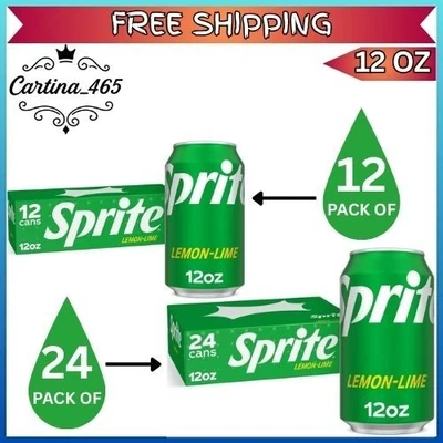 Sprite Lemon Lime Soda Pop, 12 fl oz Pack of 12 & 24 *NEW & SEALED* - Image 1 of 4