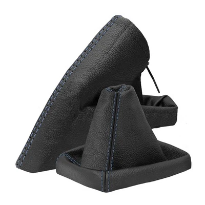 Cuffia freno a mano sacco cambio per Opel Astra H 2004-2010 vera pelle cucitura blu - Immagine 1 di 4