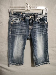 Miss Me Bermuda Shorts Girls 16 Denim Embroidered Cross Pocket JK5452M2 - Picture 1 of 10