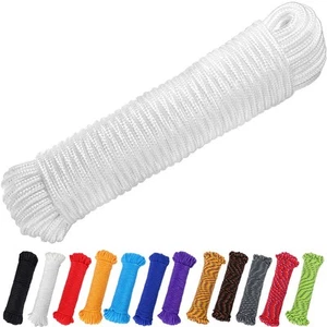 90 ft 1/4 inch (7mm) Nylon Poly Rope Flag Pole Polypropylene Clothes Line Cam... - Picture 1 of 6