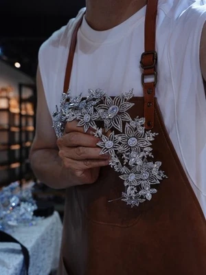 Acessório de cabelo grande estrela europeia casamento tiaras cabeceiras zircão noivas - Imagem 1 de 4