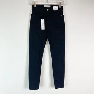 Pantalones de mezclilla para mujer Topshop Petite de tiro alto negros puros talla 2 nuevos con etiquetas - Imagen 1 de 9
