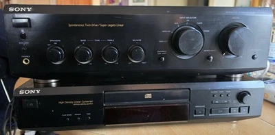 Sony TA-FE520R Verstärker & Sony CDP-XE220 CD-Player, Schwarz mit Fernbedienung - Bild 1 von 4