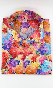 Hemd Handgemacht in Italien Slim Fit Hortensien - Bild 1 von 10