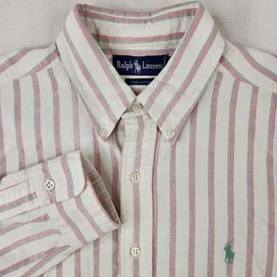 Ralph Lauren Shirt Mens Large White Pink Teal Striped Button Down Long Sleeve - Image 1 of 4