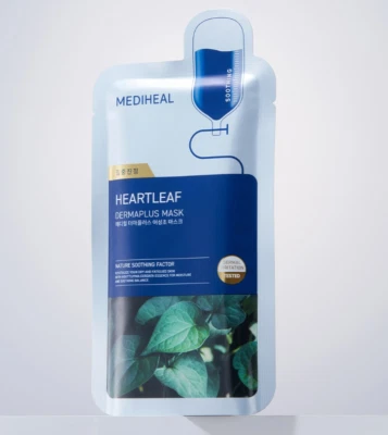 [MEDIHEAL] Derma Plus HeartLeaf Mask 22ml x 10 sheet Korean Cosmetic Beauty - Image 1 of 4