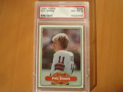 1980 TOPPS #225 PHIL SIMMS PSA 8 GIANTS RC  - Image 1 of 2