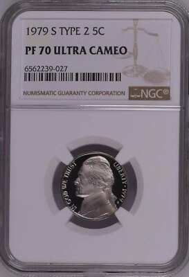 1979 S Type 2 Jefferson 5¢ NGC PF 70 Ultra Cameo          BX5-19,20 - Image 1 of 2