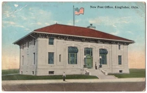 VINTAGE KINGFISHER OK POSTCARD NEW POST OFFICE 1915 090320 - Picture 1 of 2
