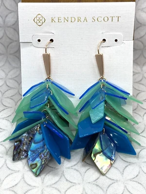 Pendientes Kendra Scott Jenni Tono Oro Rosa Abulón Verde Azul Mezcla Nuevos Foto 1 de 4