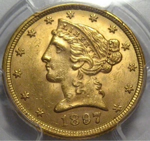 = 1897 MS63 PCGS $5 Liberty Gold Piece, FREE Shipping - Picture 1 of 3