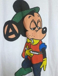 Vintage punk brand SEDITIONARIES drag Mickey White T-shirt Size L Used - Picture 1 of 3