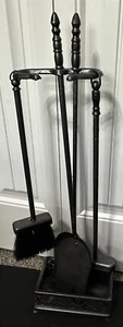 Fireplace Tool Set with Stand Painted Brushes Shovel Art Nouveau - Picture 1 of 7