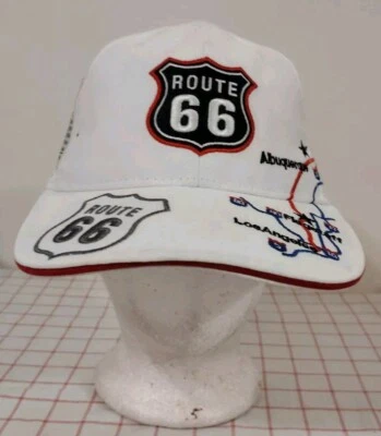 Gorra Route 66 The Mother Road Map blanca para hombre ajustable bordada bandera de Estados Unidos Foto 1 de 4