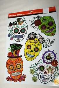 Ventana de Halloween pega calaveras de azúcar día de muertos - Imagen 1 de 4