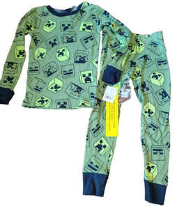 Minecraft Creeper Boys 2 Piece Pajama PJ Set Long Sleeve size 4 - Picture 1 of 5