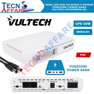 Tragbare Mini USV 30W 240V AC POE15/24V JACK 12V Powerbank Vultech UPS30PW-DC - Bild 1 von 1