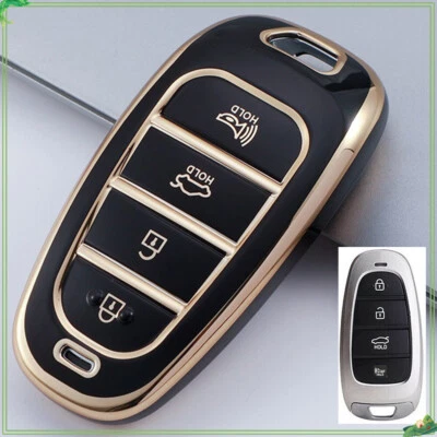 Soft TPU Car Key Fob Cover 4 Button For Hyundai Tucson Fe Sonata Santa Foto 1 de 4