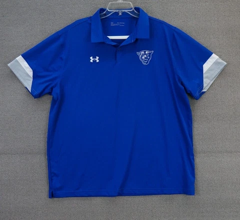 Georgia State Panthers Polo Shirt Mens 2XL Blue Short Sleeve Under Armour Cover