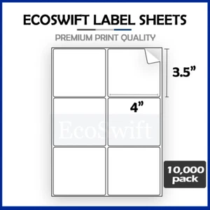 (60000) 4 x 3 1/3 EcoSwift láser/tinta dirección envío etiquetas adhesivas 6/hoja - Imagen 1 de 5