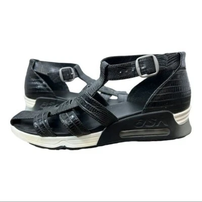 ASH Platform Sandals in Black Croc Embossed Leather Size 39 US 9 - Image 1 of 4