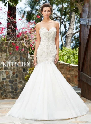 Hermoso Vestido de Novia Sirena de Kitty Chen Marfil Talla 10NUEVO CON ETIQUETAS Foto 1 de 2