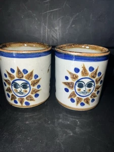 2004 Ken Edwards El Palomar Mexiko Tasse Tonala Keramik Sonne Kaffeetasse 2 im Set - Bild 1 von 4