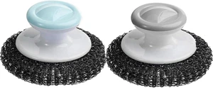 Oiltomn Steel Wool Scrubber, 2 Pack Stainless Steel Scrubber with Handle, for... - Picture 1 of 12
