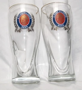 miller lite pilsner glass 16 oz pint lot of 2 gold rimmed - Picture 1 of 6