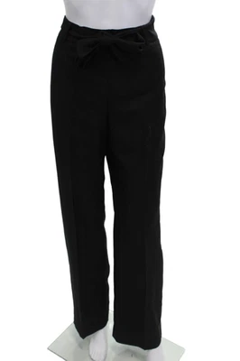 Pantalones J. Mclaughlin para mujer de seda con corbata en la cintura delantera plana negros talla 12 Foto 1 de 4