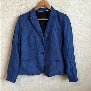 Banana Republic Linen Blend Blazer Womens Size 8 Blue - Picture 1 of 6