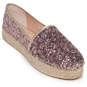 Kate Spade Linds Too Rose Gold Glitter Espadrille Pink SZ 8 - Picture 1 of 10