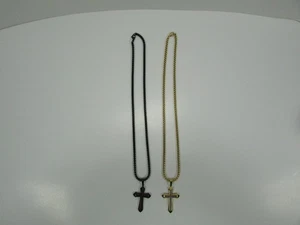 Invicta Jewelry Men's Stainless Steel Simulated Diamond Cross Pendant 24” Chain - Picture 1 of 8