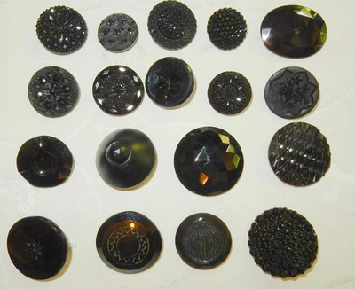 SUPERB ANTIQUE 19th CENTURY BUTTON COLLECTION JET GLASS - LOT OF 18 - Image 1 of 4