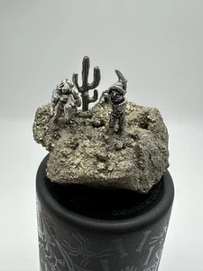 Diorama Gold Mining Scene Pewter Miner Horse Cactus Figurine Pyrite Cluster!! - Picture 1 of 12