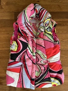 NWOT Emilio Pucci x Rossignol Kaylash Signature Print Puffer Ski Vest Gilet M L - Picture 1 of 12